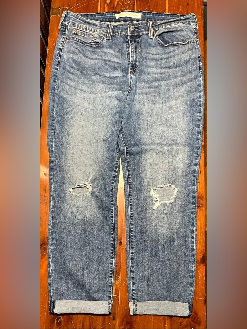 Levi's Mid Rise Boyfriend Distressed Blue Jeans Waist 30